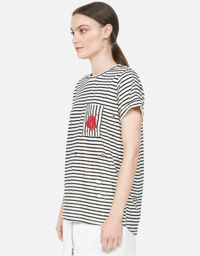 Lauren Moshi Iris Arrow Rose In Creme Stripe