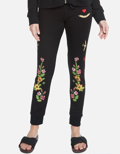 Lauren Moshi Jess Floray Eye Love Sweatpants In Black