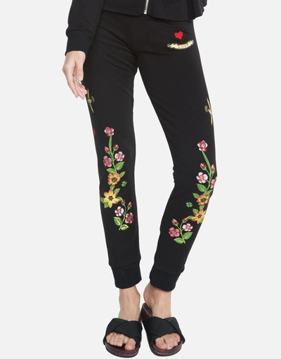 Lauren Moshi Jess Floray Eye Love Sweatpants In Black