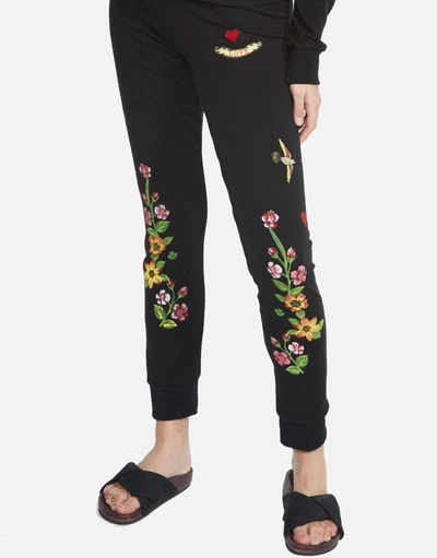 Lauren Moshi Jess Floray Eye Love Sweatpants In Black
