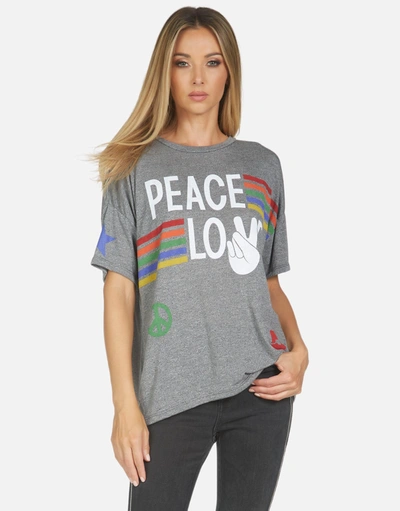 Lauren Moshi Jolene Peace Love Stripe In Heather Grey