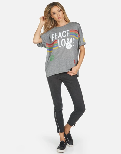 Lauren Moshi Jolene Peace Love Stripe In Heather Grey