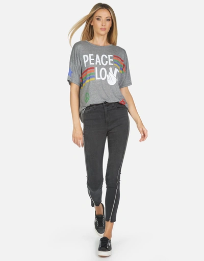 Lauren Moshi Jolene Peace Love Stripe In Heather Grey