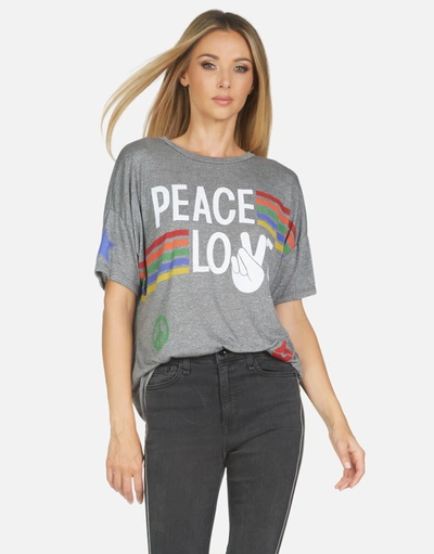 Lauren Moshi Jolene Peace Love Stripe In Heather Grey