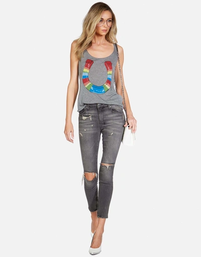 Lauren Moshi Julianna Rainbow Horseshoe In Heather Grey