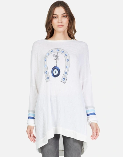 Lauren Moshi Kaya Lucky Eye Horseshoe In White