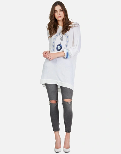 Lauren Moshi Kaya Lucky Eye Horseshoe In White