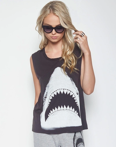 Lauren Moshi Kel Shark Muscle Tank Top In Onyx