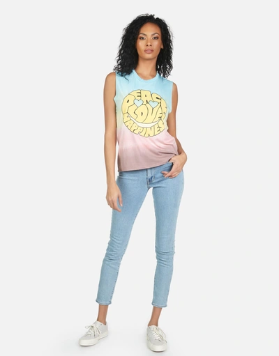 Lauren Moshi Kel Text Happy Face In Rainbow Ombre