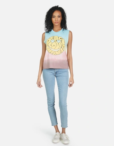 Lauren Moshi Kel Text Happy Face In Rainbow Ombre