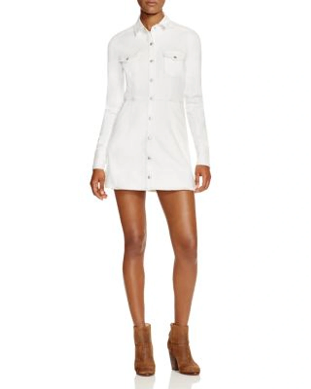Free People Dynomite Denim Shirt Dress In Bone Wash ModeSens