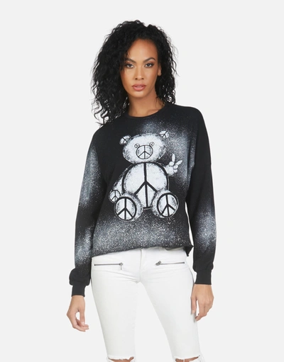 Shop Lauren Moshi Lee Peace Teddy In Black/white Mist