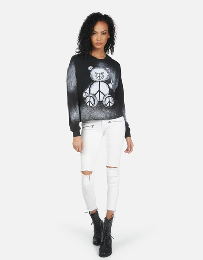 Shop Lauren Moshi Lee Peace Teddy In Black/white Mist