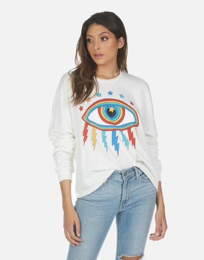 Lauren Moshi Lee Rainbow Lightning Eye Pullover In Milk