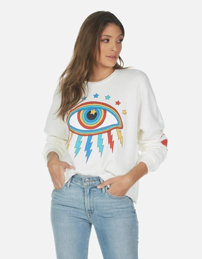Lauren Moshi Lee Rainbow Lightning Eye Pullover In Milk