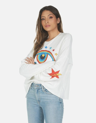 Lauren Moshi Lee Rainbow Lightning Eye Pullover In Milk