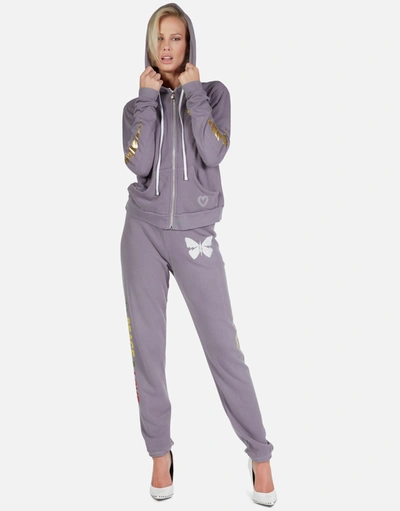 Shop Lauren Moshi Lennox Peace & Love Butterfly In Grey Violet