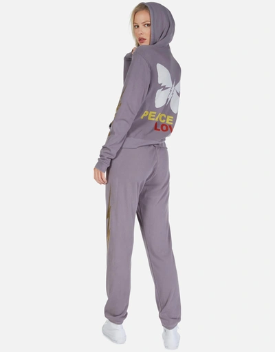 Shop Lauren Moshi Lennox Peace & Love Butterfly In Grey Violet