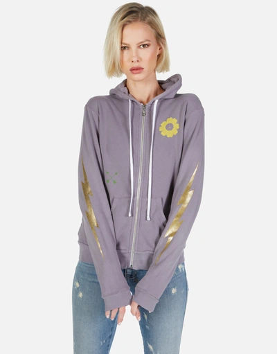 Shop Lauren Moshi Lennox Peace & Love Butterfly In Grey Violet