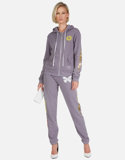 Shop Lauren Moshi Lennox Peace & Love Butterfly In Grey Violet