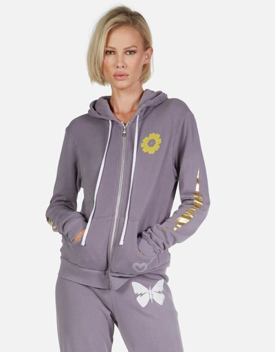 Lauren Moshi Lennox Peace & Love Butterfly In Grey Violet