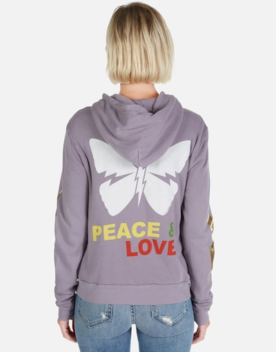 Shop Lauren Moshi Lennox Peace & Love Butterfly In Grey Violet