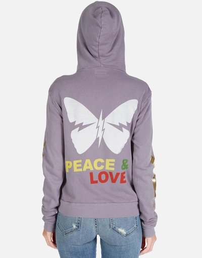 Shop Lauren Moshi Lennox Peace & Love Butterfly In Grey Violet