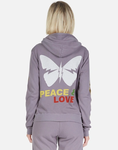 Shop Lauren Moshi Lennox Peace & Love Butterfly In Grey Violet