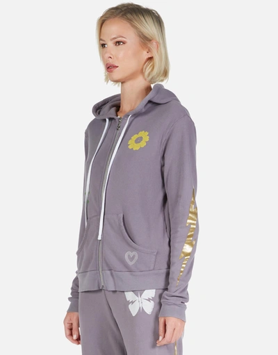 Shop Lauren Moshi Lennox Peace & Love Butterfly In Grey Violet