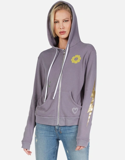 Shop Lauren Moshi Lennox Peace & Love Butterfly In Grey Violet