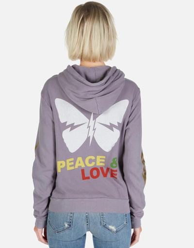 Shop Lauren Moshi Lennox Peace & Love Butterfly In Grey Violet