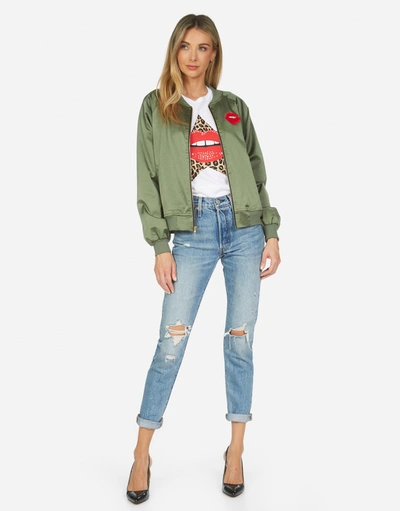Lauren Moshi Levelle Leopard Star Lip Patch In Military/ Leopard