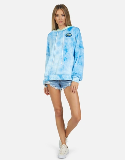 Lauren Moshi Lila World Peace Lips Sweatshirt In Tie Dye In Blue Clouds Neon