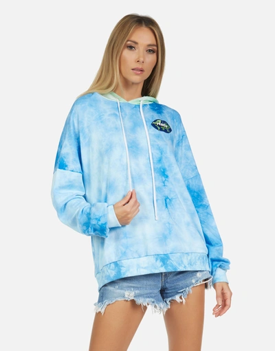 Lauren Moshi Lila World Peace Lips Sweatshirt In Tie Dye In Blue Clouds Neon