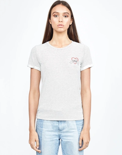 Lauren Moshi Limp Love Heart In White Black Stripe