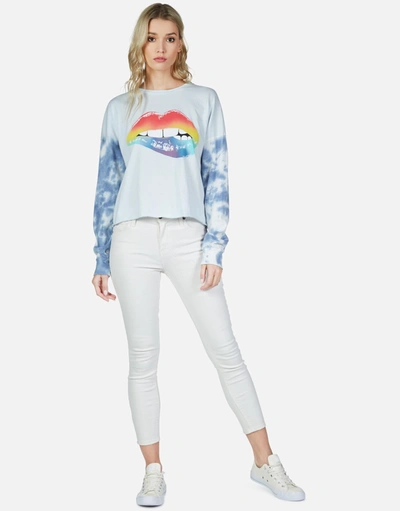 Lauren Moshi Lori Rainbow Biting Lip In Ocean Sky