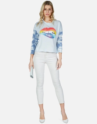 Lauren Moshi Lori Rainbow Biting Lip In Ocean Sky