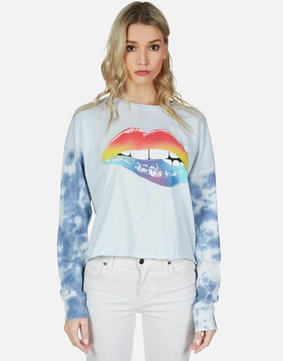 Lauren Moshi Lori Rainbow Biting Lip In Ocean Sky