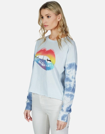 Lauren Moshi Lori Rainbow Biting Lip In Ocean Sky