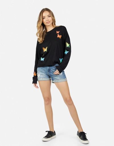 Lauren Moshi Luella Rainbow Butterflies In Black