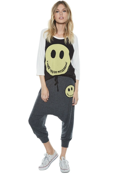 Lauren Moshi Maglan Color Happy Miserable In Onyx-faded-white