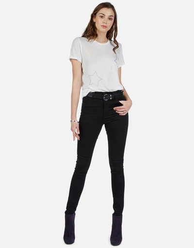 Lauren Moshi Marina Color Star Embroidery In Milk