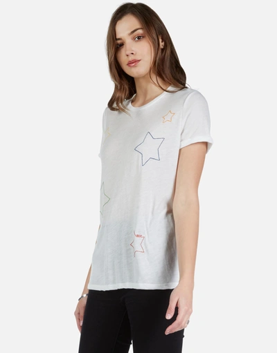 Lauren Moshi Marina Color Star Embroidery In Milk