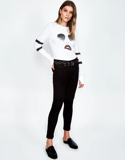 Lauren Moshi Mckinley Pierced Biting Lip Face In White