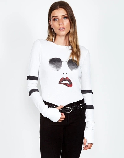 Lauren Moshi Mckinley Pierced Biting Lip Face In White