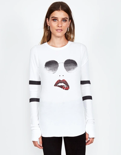 Lauren Moshi Mckinley Pierced Biting Lip Face In White