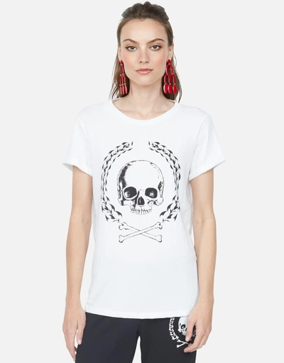 Lauren Moshi Moxie Skull Crest In White