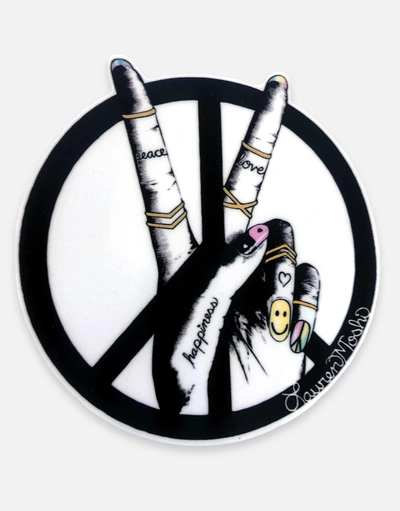 Lauren Moshi Xr Peace Sign Hand Sticker In White