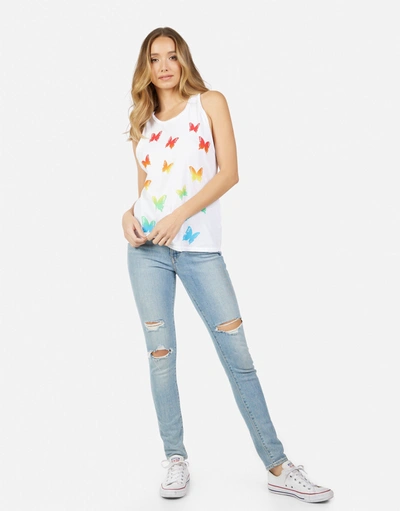 Lauren Moshi Peyton Rainbow Butterflies In White