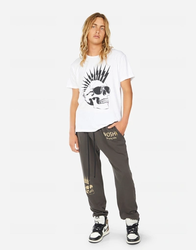 Lauren Moshi Men Sadler Moshi Lightning Skull In White